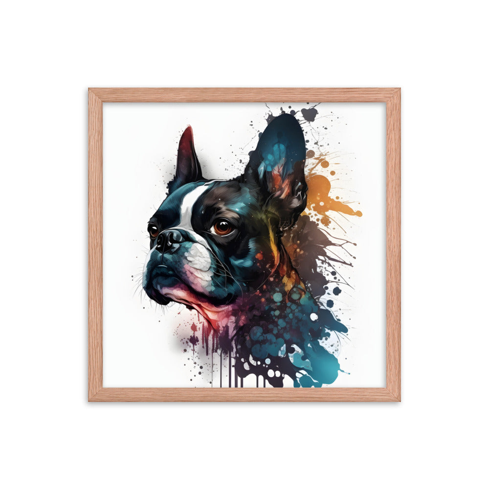 Boston Terrier Art on Framed Poster