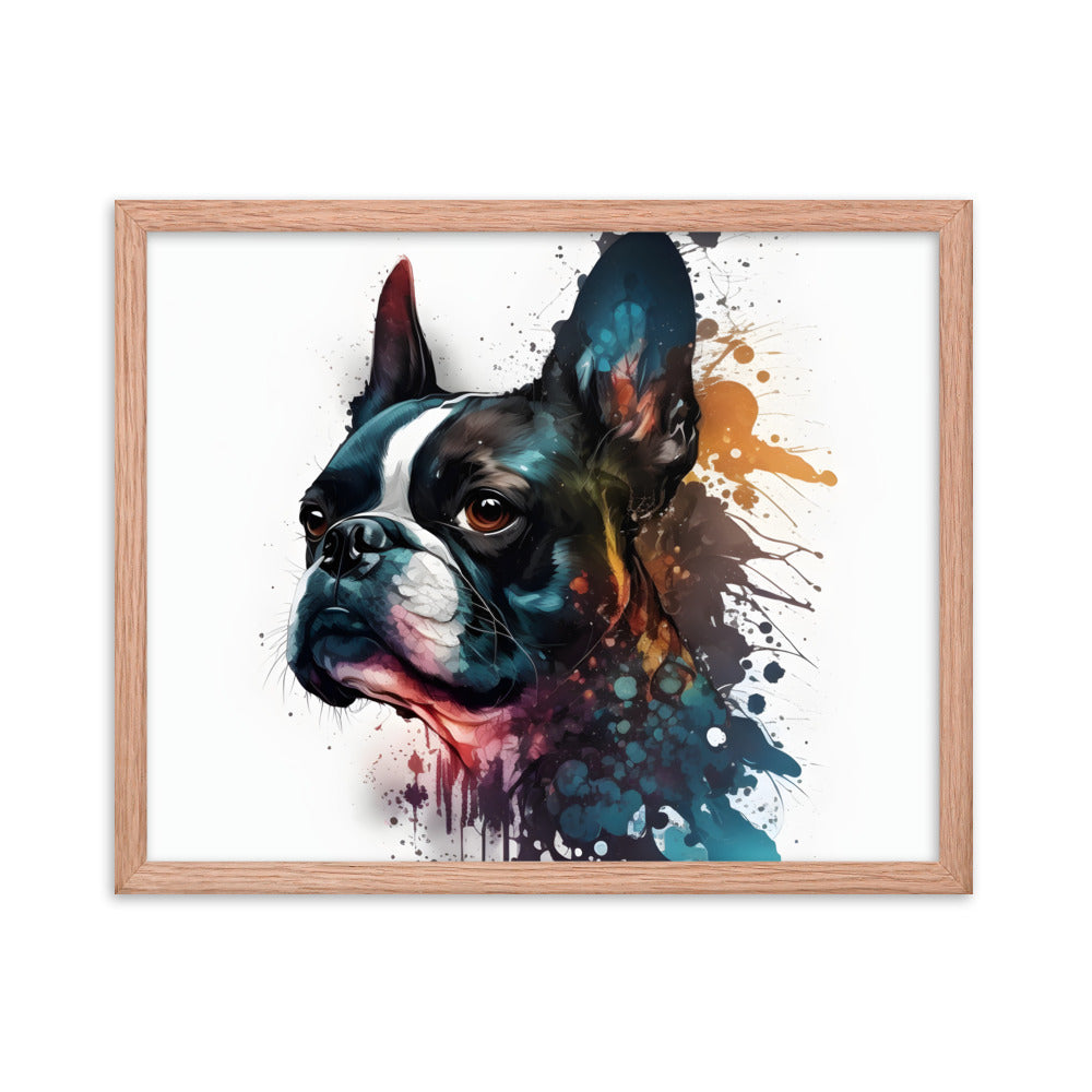 Boston Terrier Art on Framed Poster