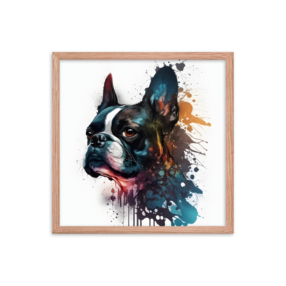 Boston Terrier Art on Framed Poster