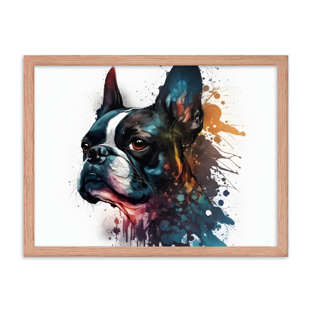Boston Terrier Art on Framed Poster
