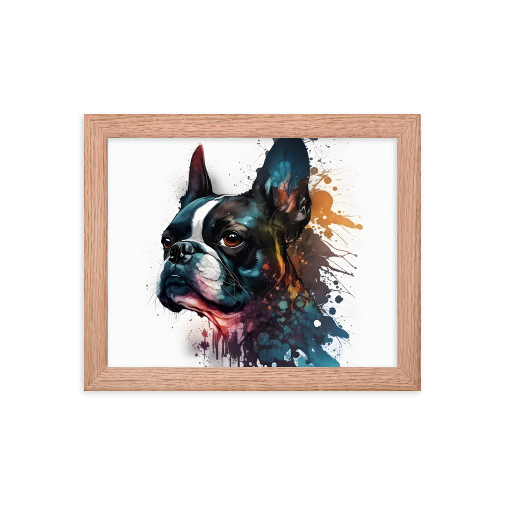 Boston Terrier Art on Framed Poster