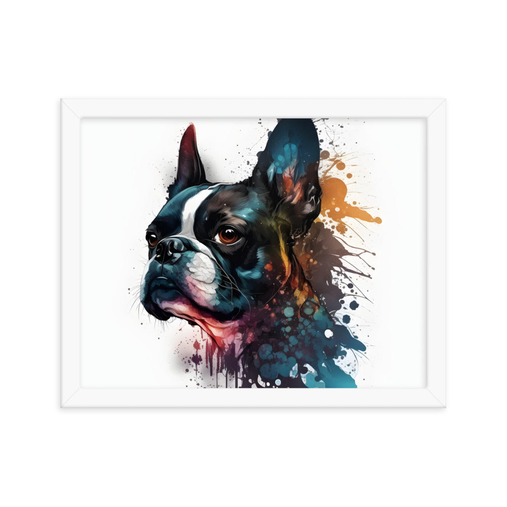 Boston Terrier Art on Framed Poster