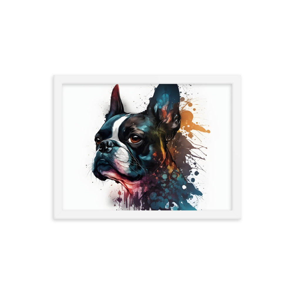 Boston Terrier Art on Framed Poster