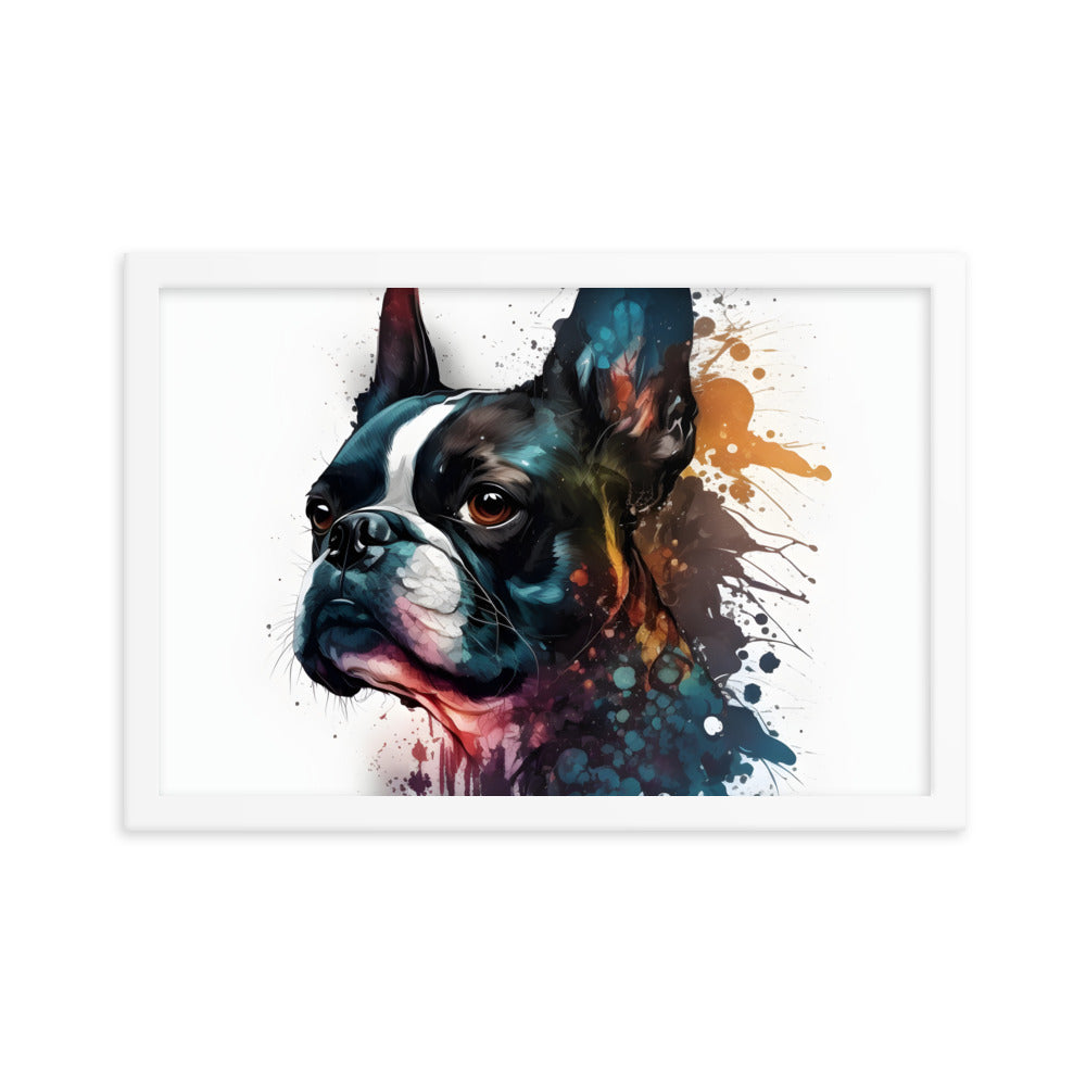 Boston Terrier Art on Framed Poster