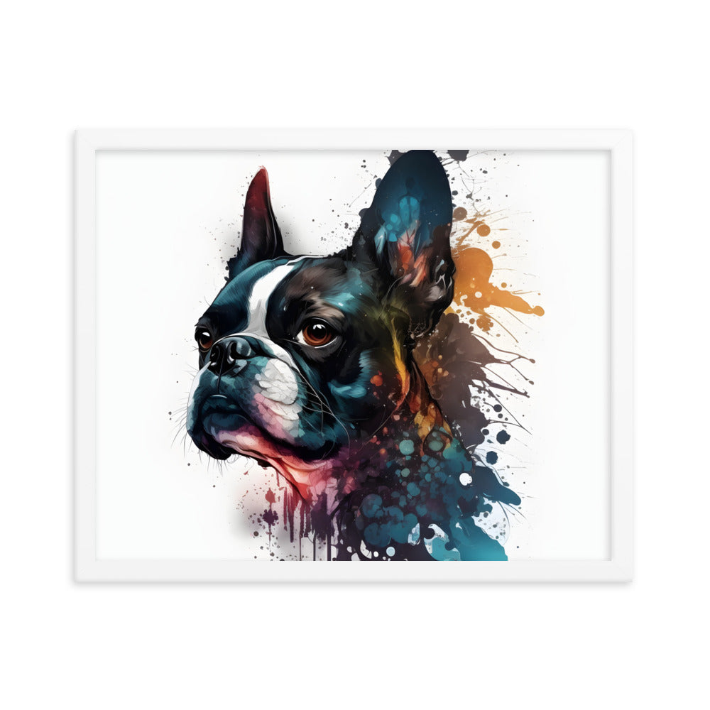 Boston Terrier Art on Framed Poster
