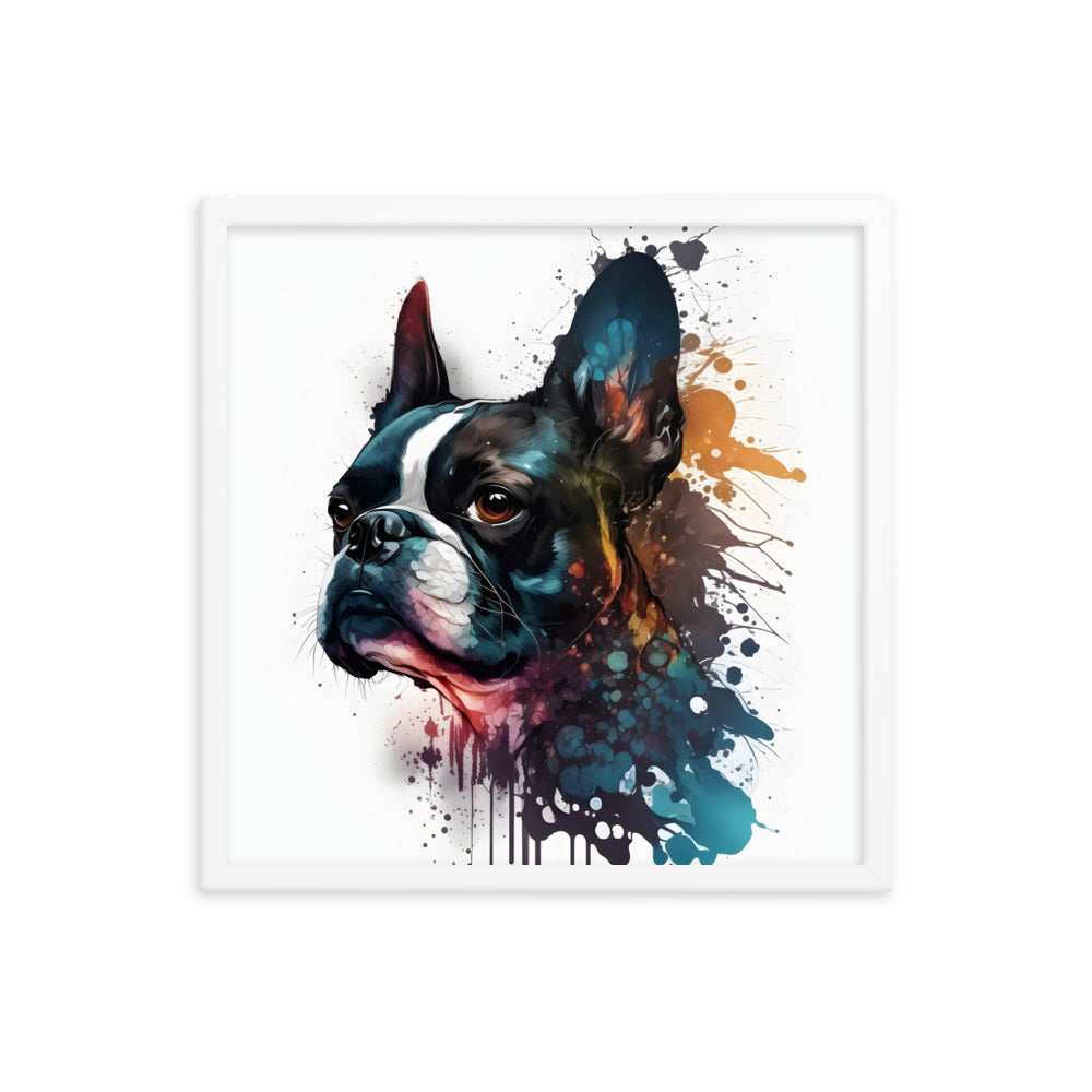 Boston Terrier Art on Framed Poster