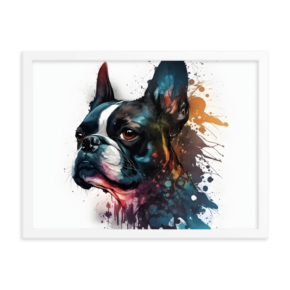 Boston Terrier Art on Framed Poster