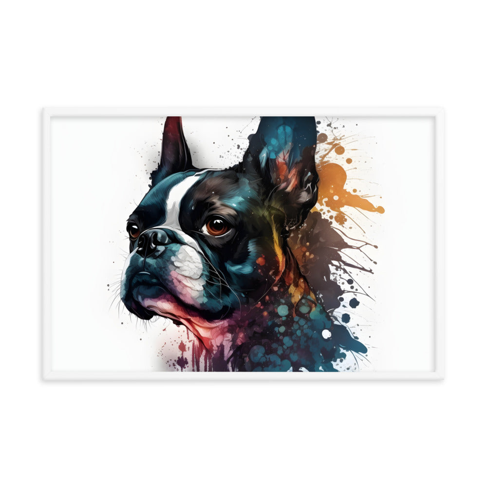 Boston Terrier Art on Framed Poster