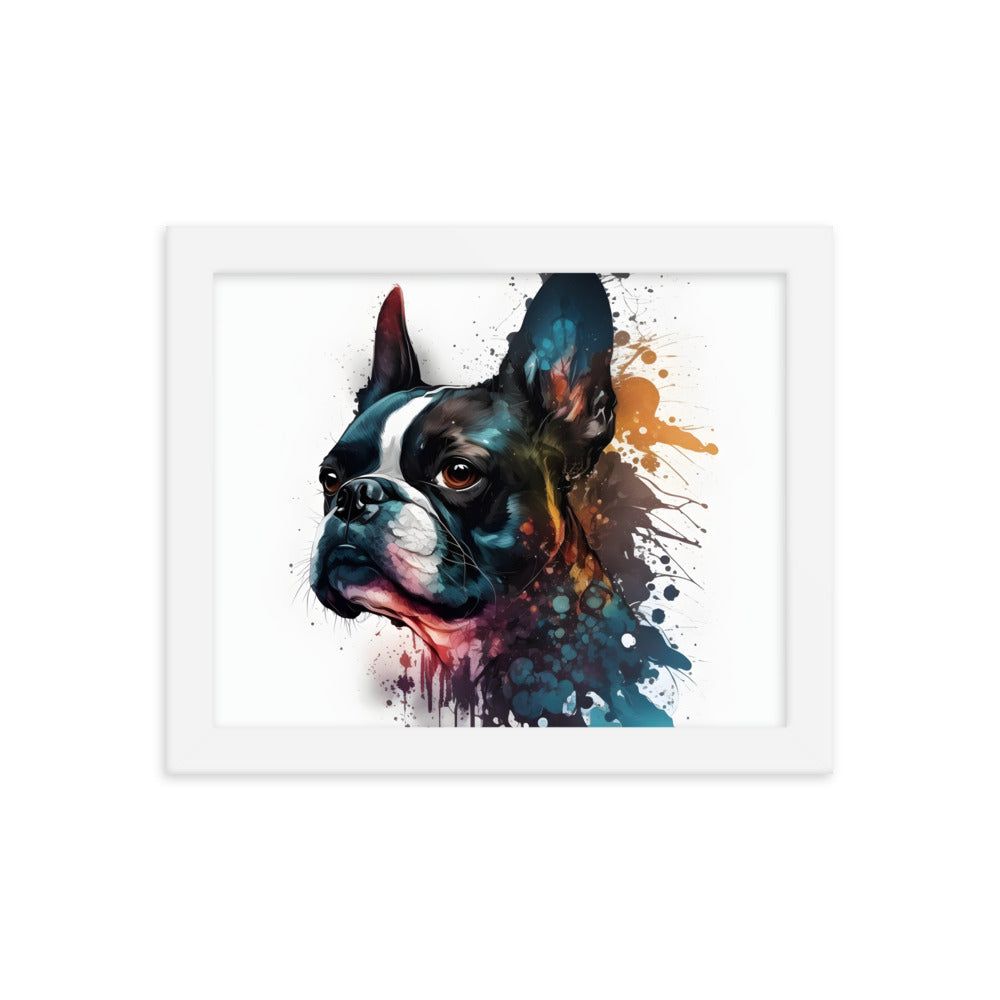 Boston Terrier Art on Framed Poster