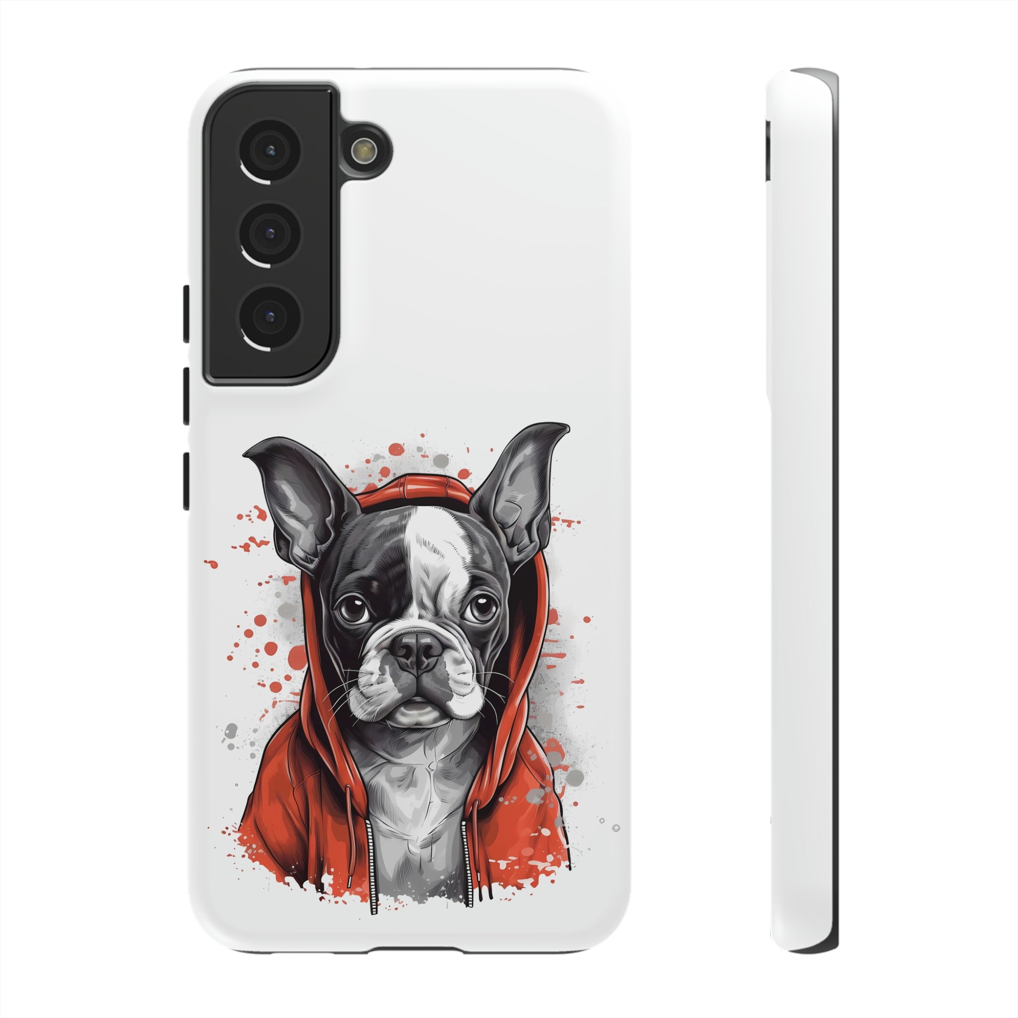 Boston Terrier in a Red Hoodie Samsung Tough Cases