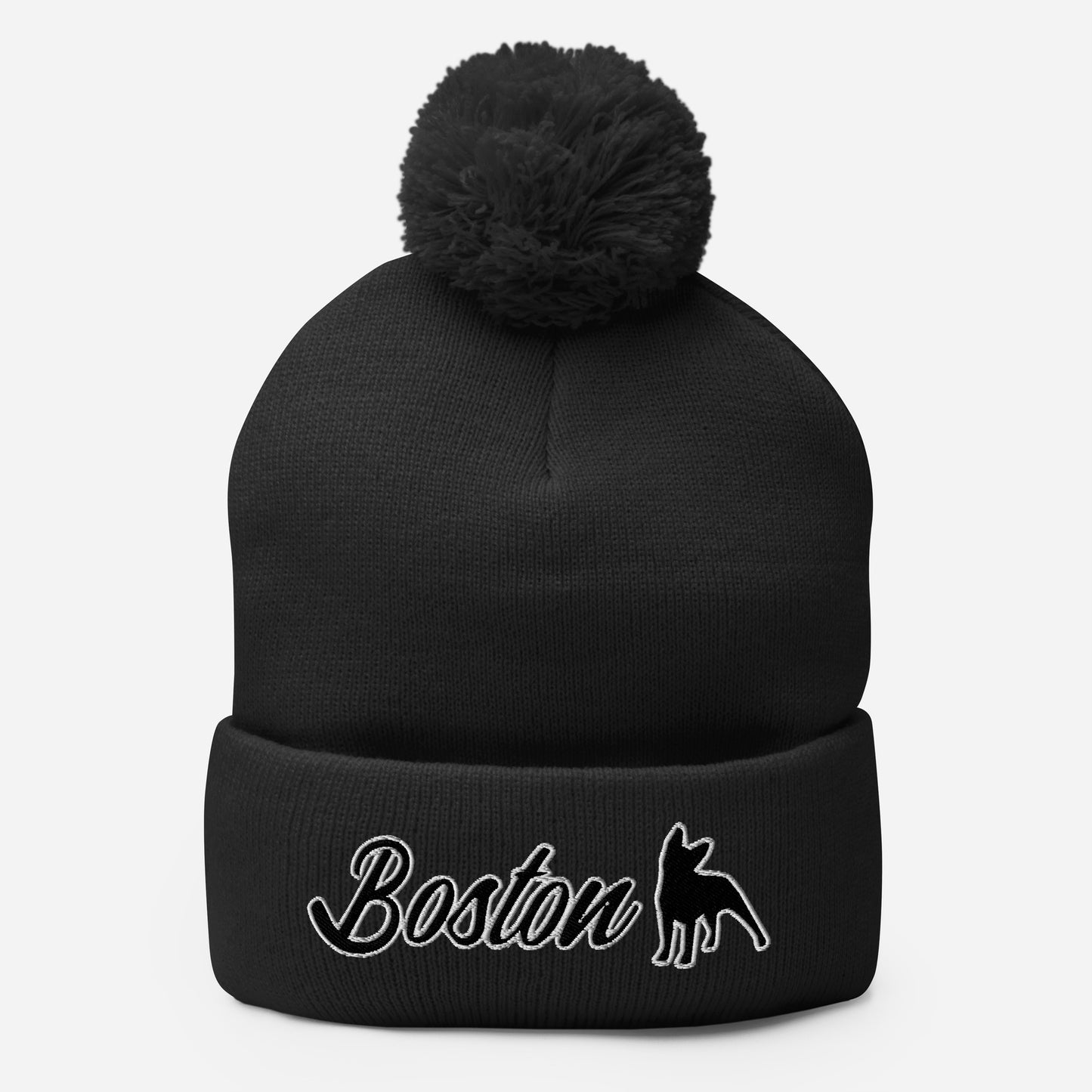 Boston Terrier Pom-Pom Beanie