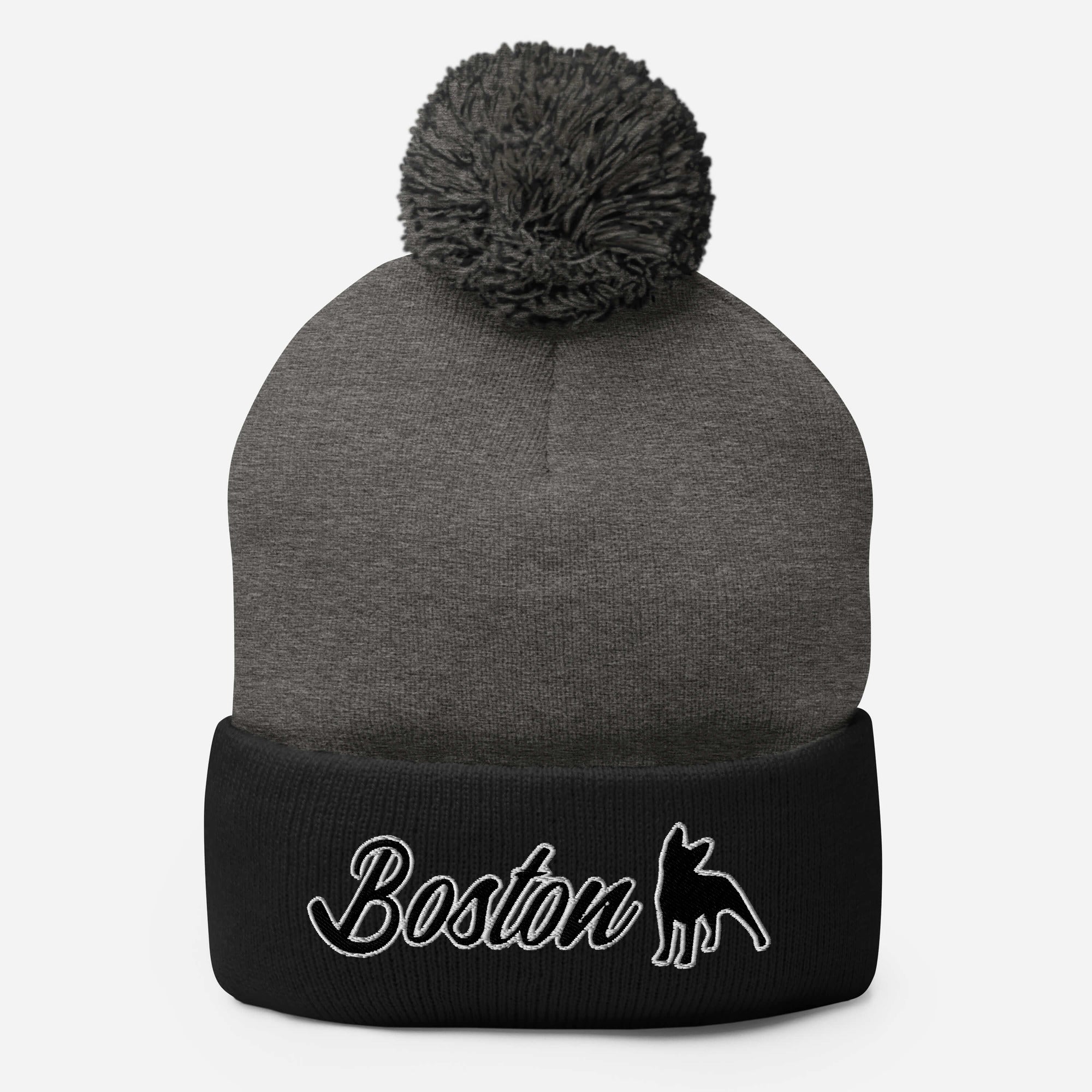 Boston Terrier Pom-Pom Beanie