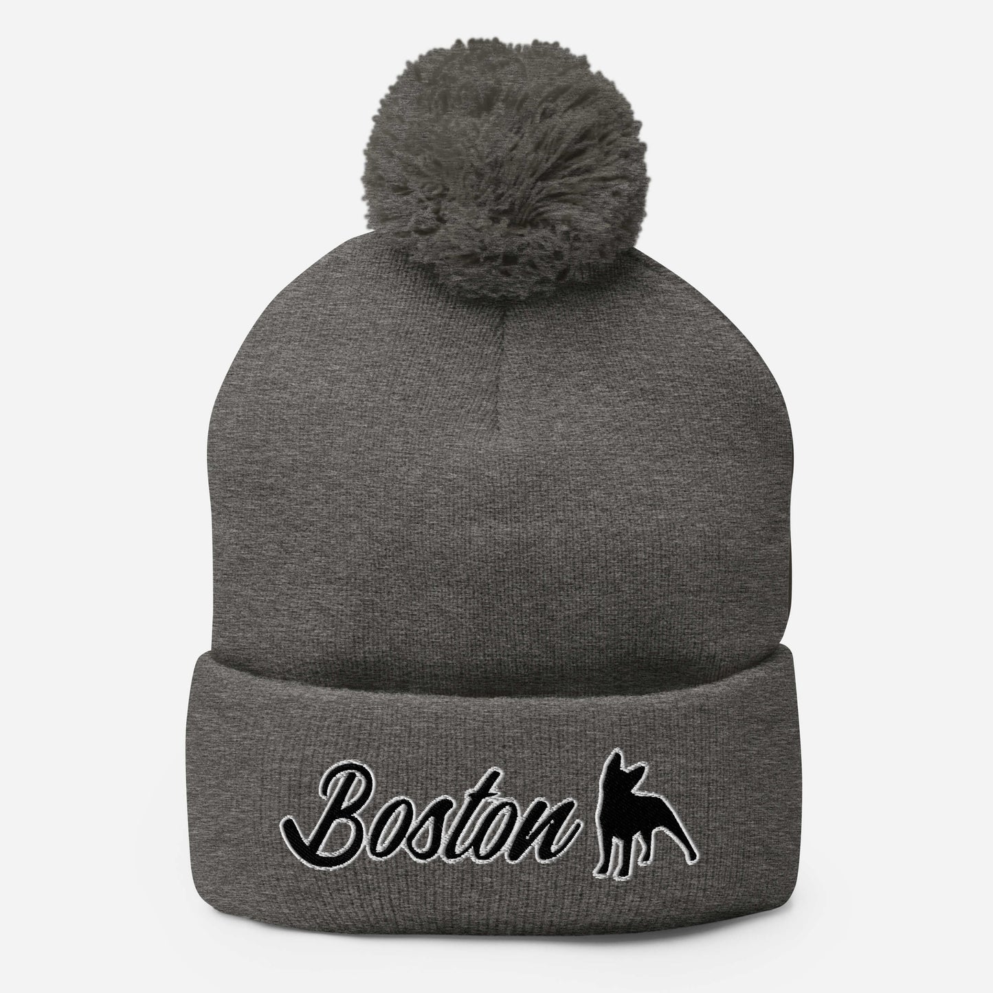 Boston Terrier Pom-Pom Beanie
