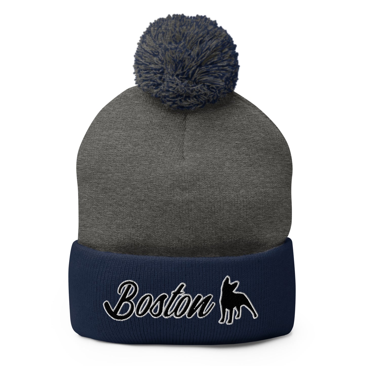 Boston Terrier Pom-Pom Beanie