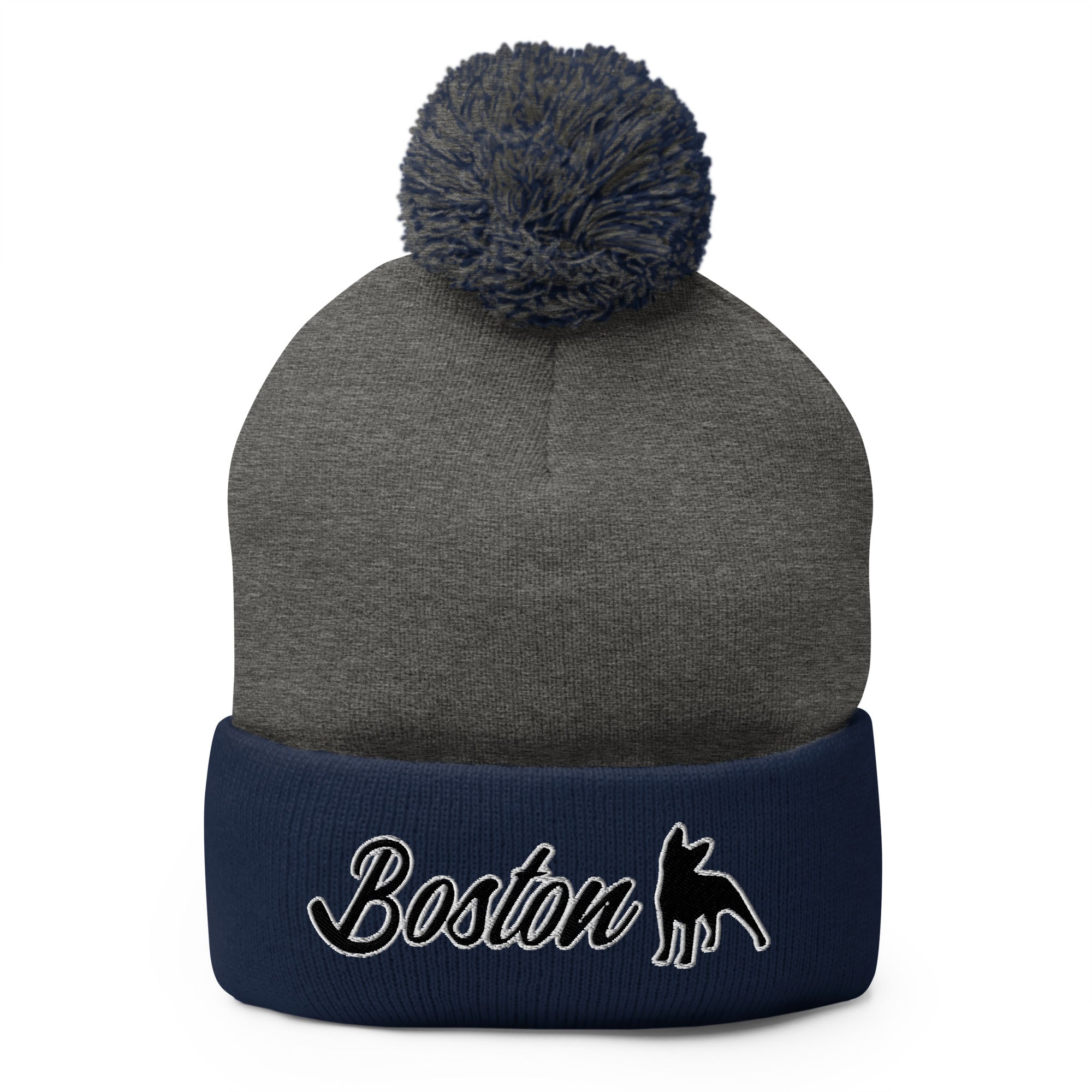 Boston Terrier Pom-Pom Beanie