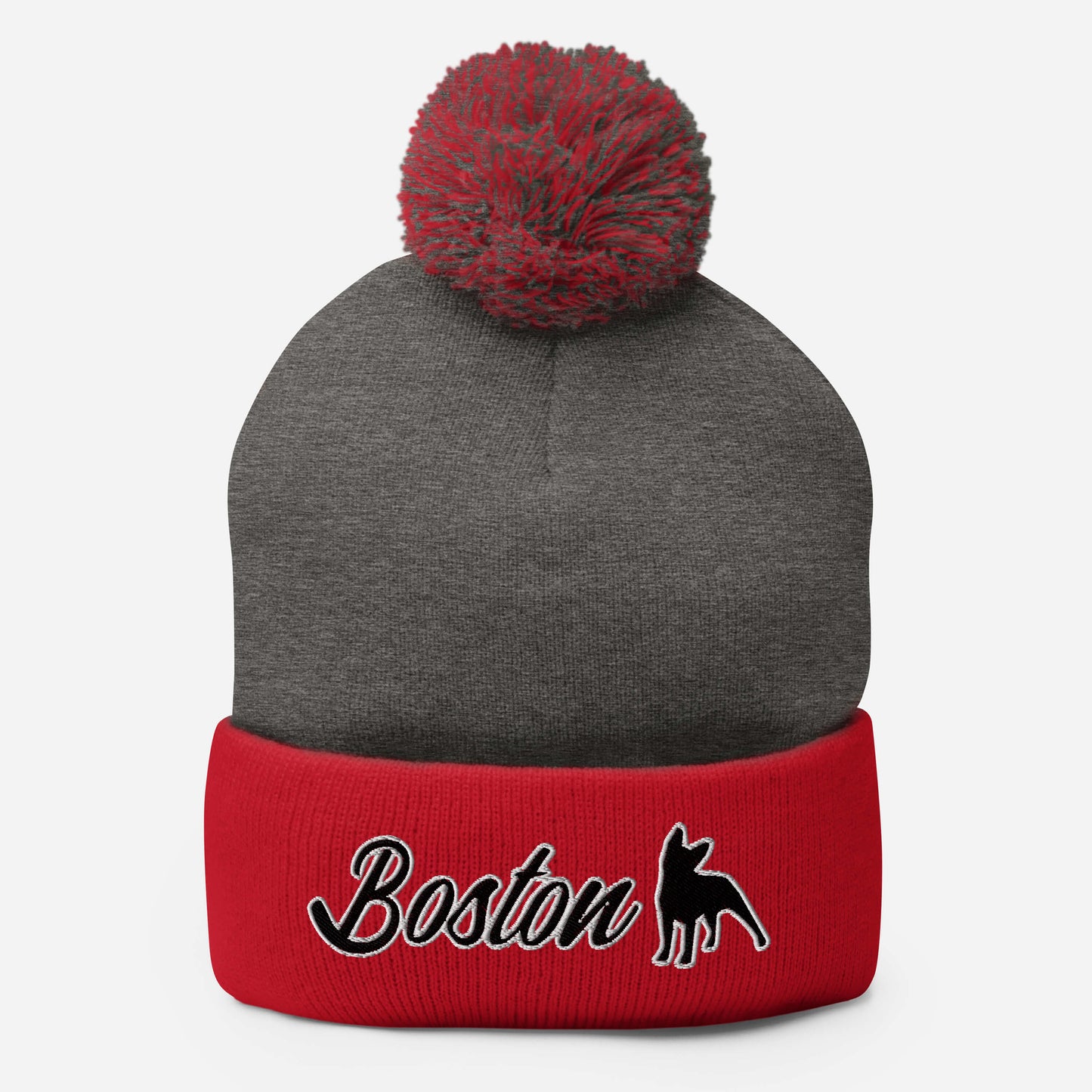 Boston Terrier Pom-Pom Beanie