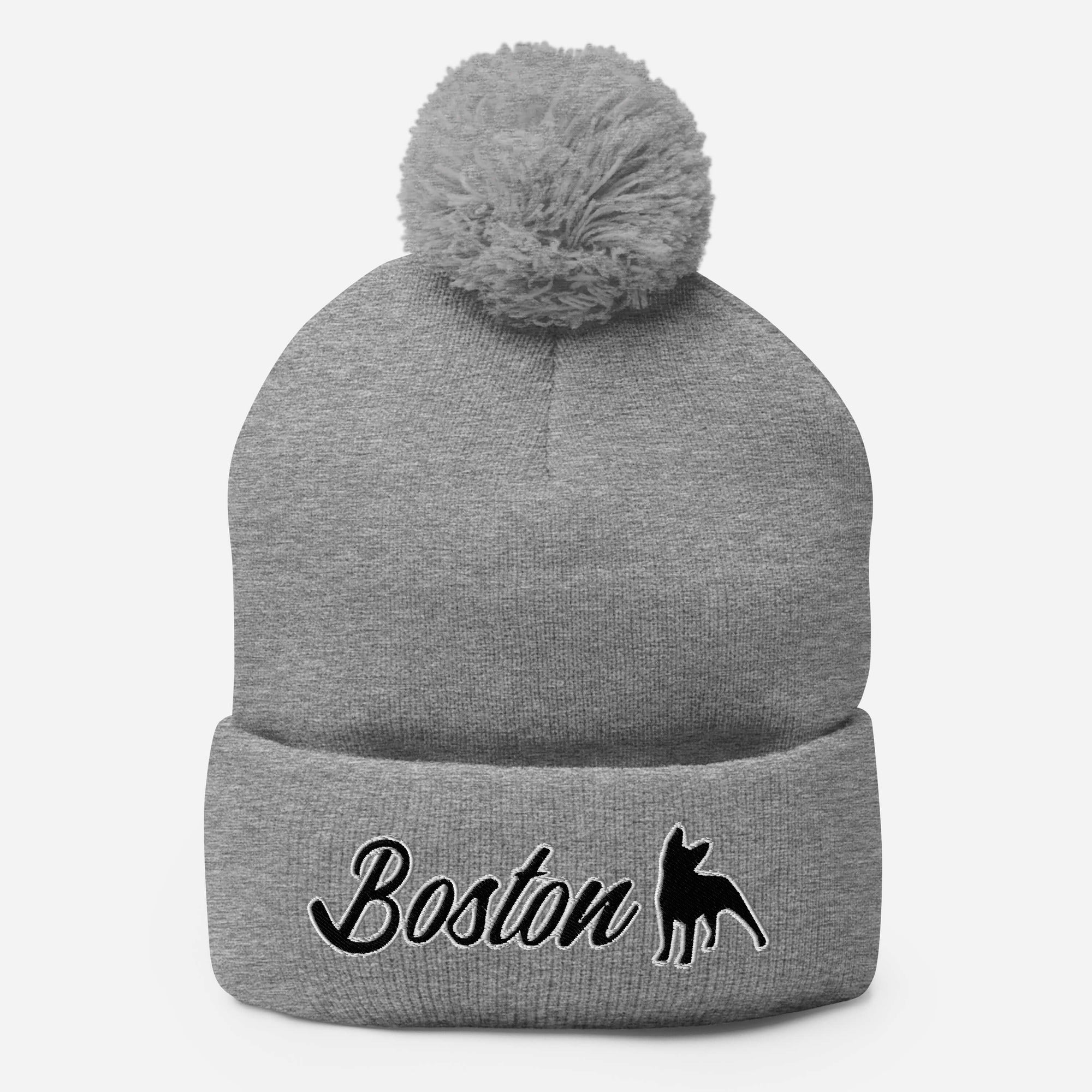 Boston Terrier Pom-Pom Beanie