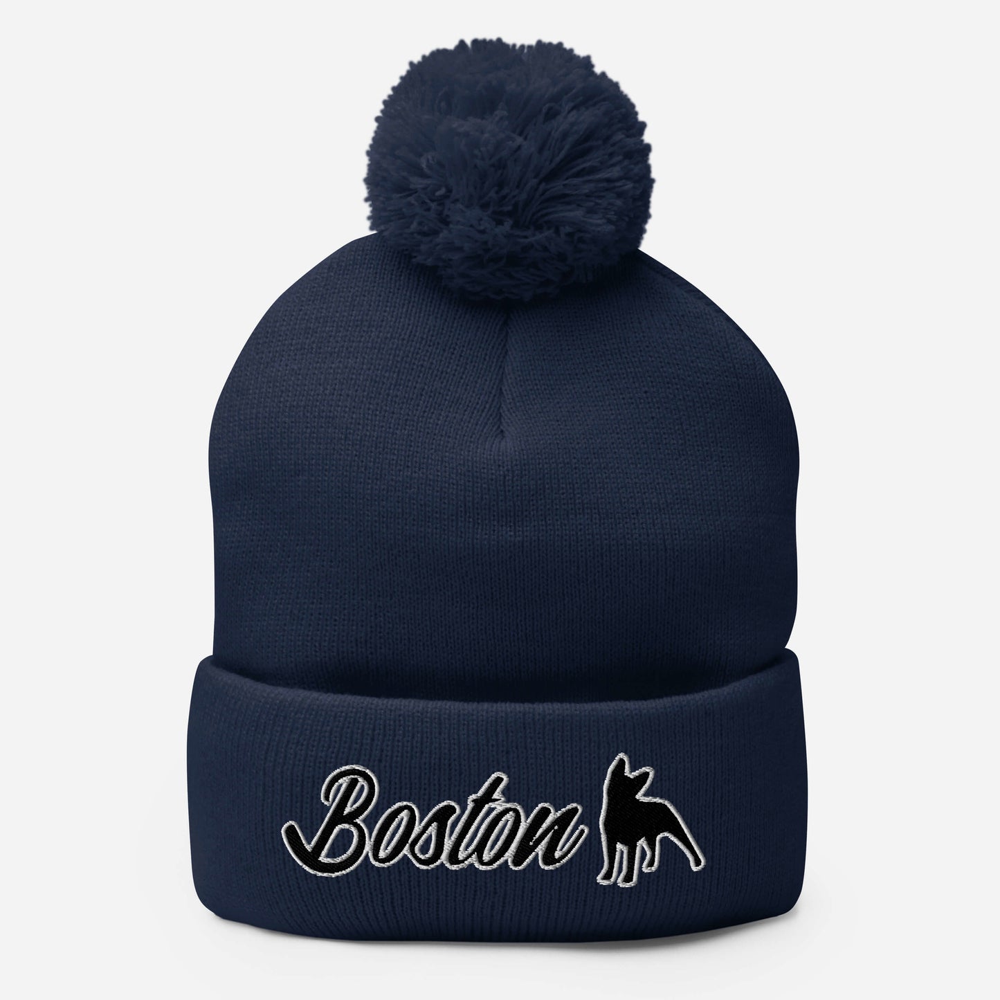 Boston Terrier Pom-Pom Beanie