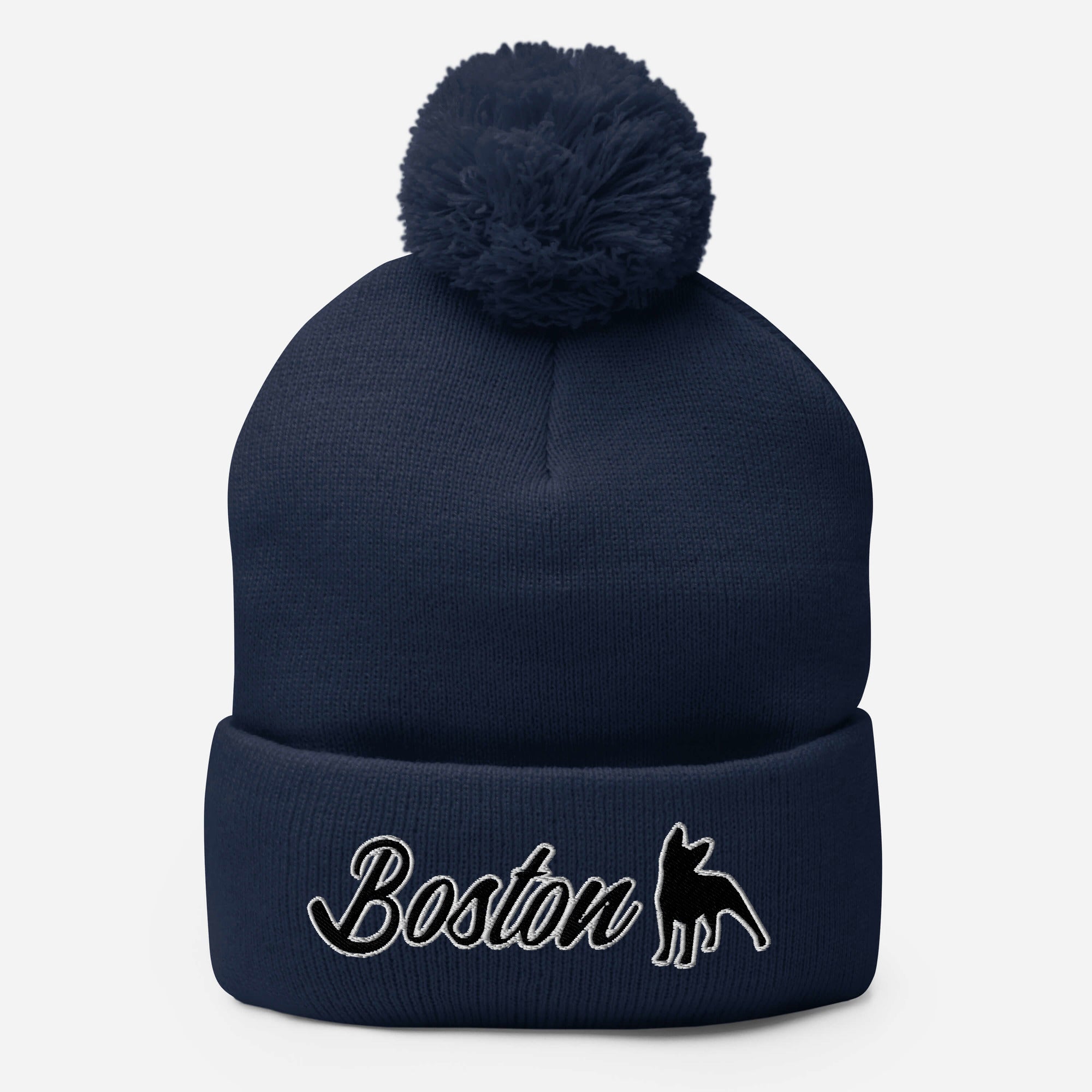 Boston Terrier Pom-Pom Beanie