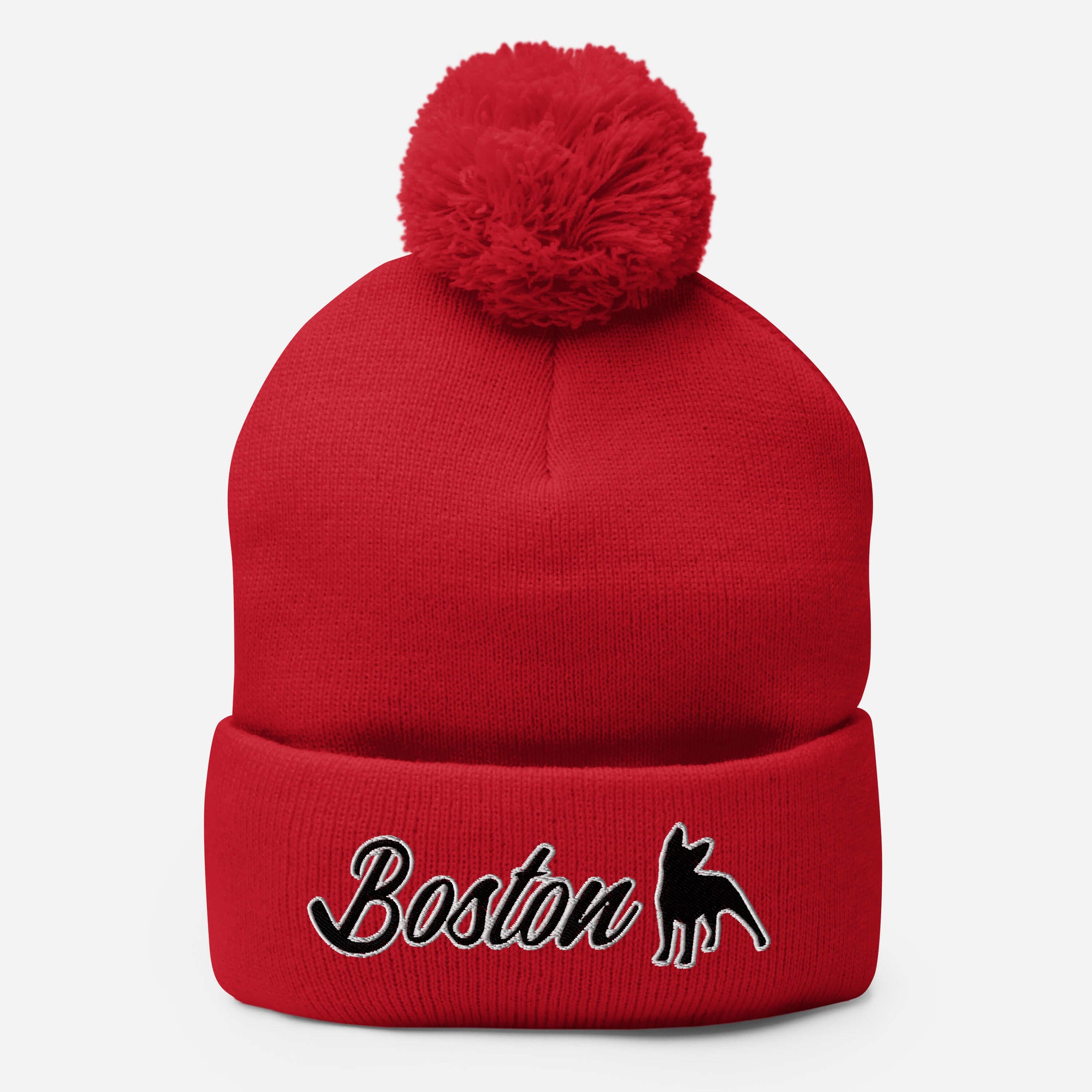 Boston Terrier Pom-Pom Beanie