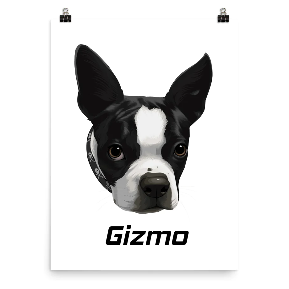 Poster Custom Boston Terrier Dog Portrait