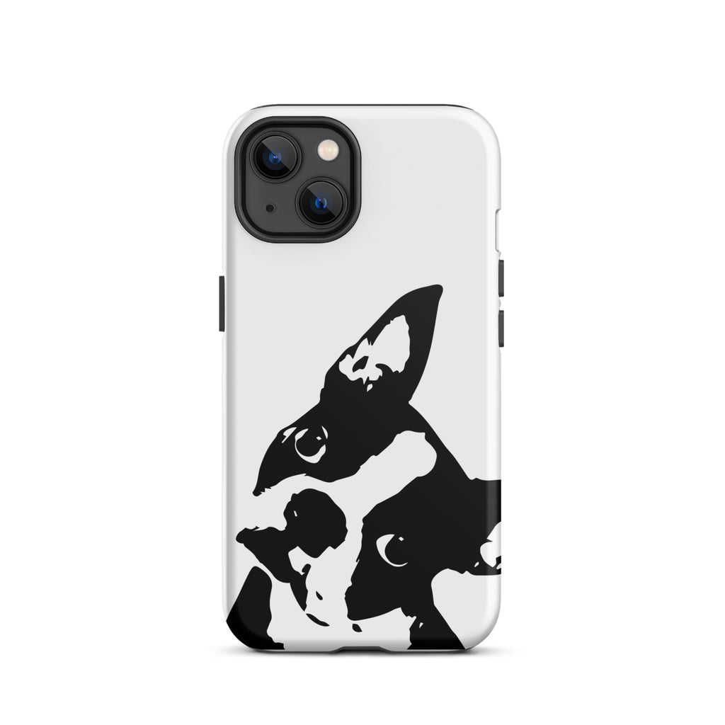 Boston Terrier Head Tilt Tough iPhone case White Boston