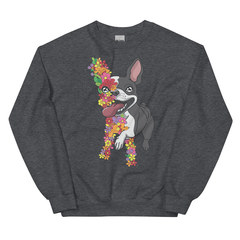 Floral Boston Terrier Unisex Sweatshirt