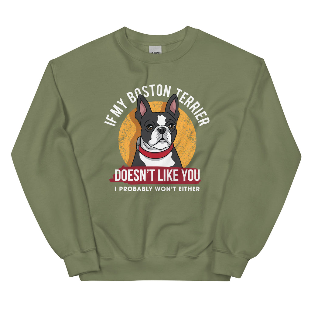 If My Boston Terrier Doesn't Like You I Probably Won't Either Sweatshirt