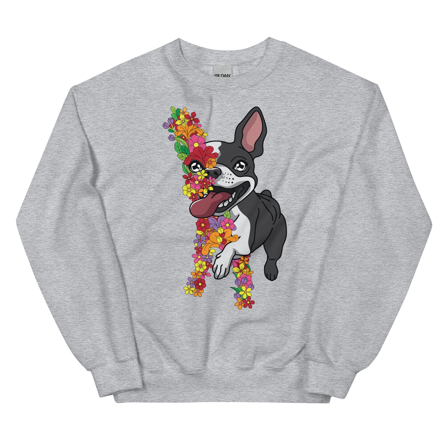 Floral Boston Terrier Unisex Sweatshirt