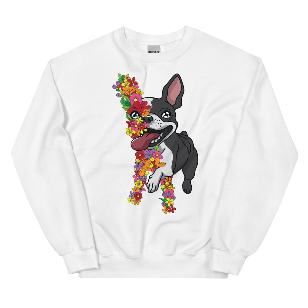 Floral Boston Terrier Unisex Sweatshirt