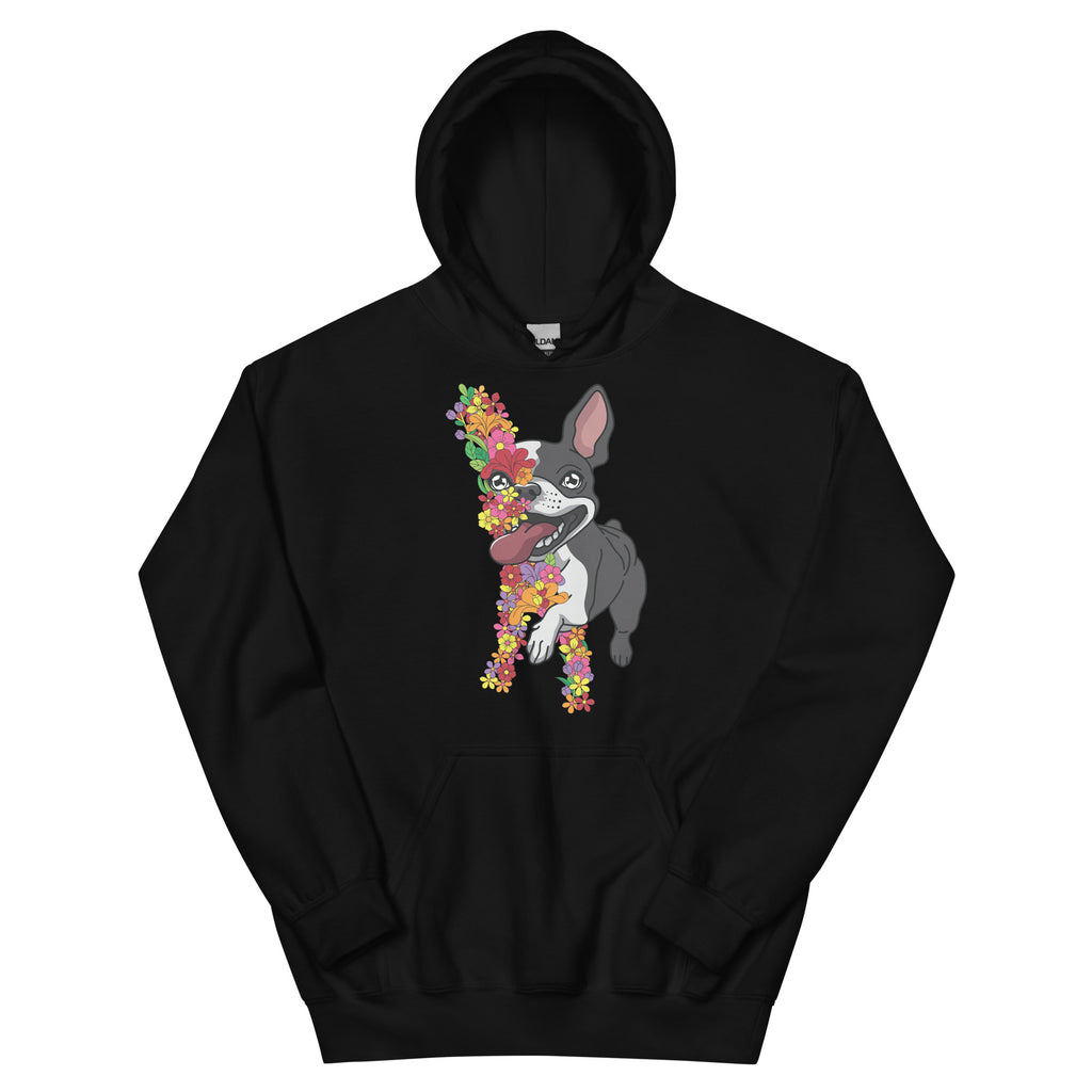 Floral Boston Terrier Unisex Hoodie