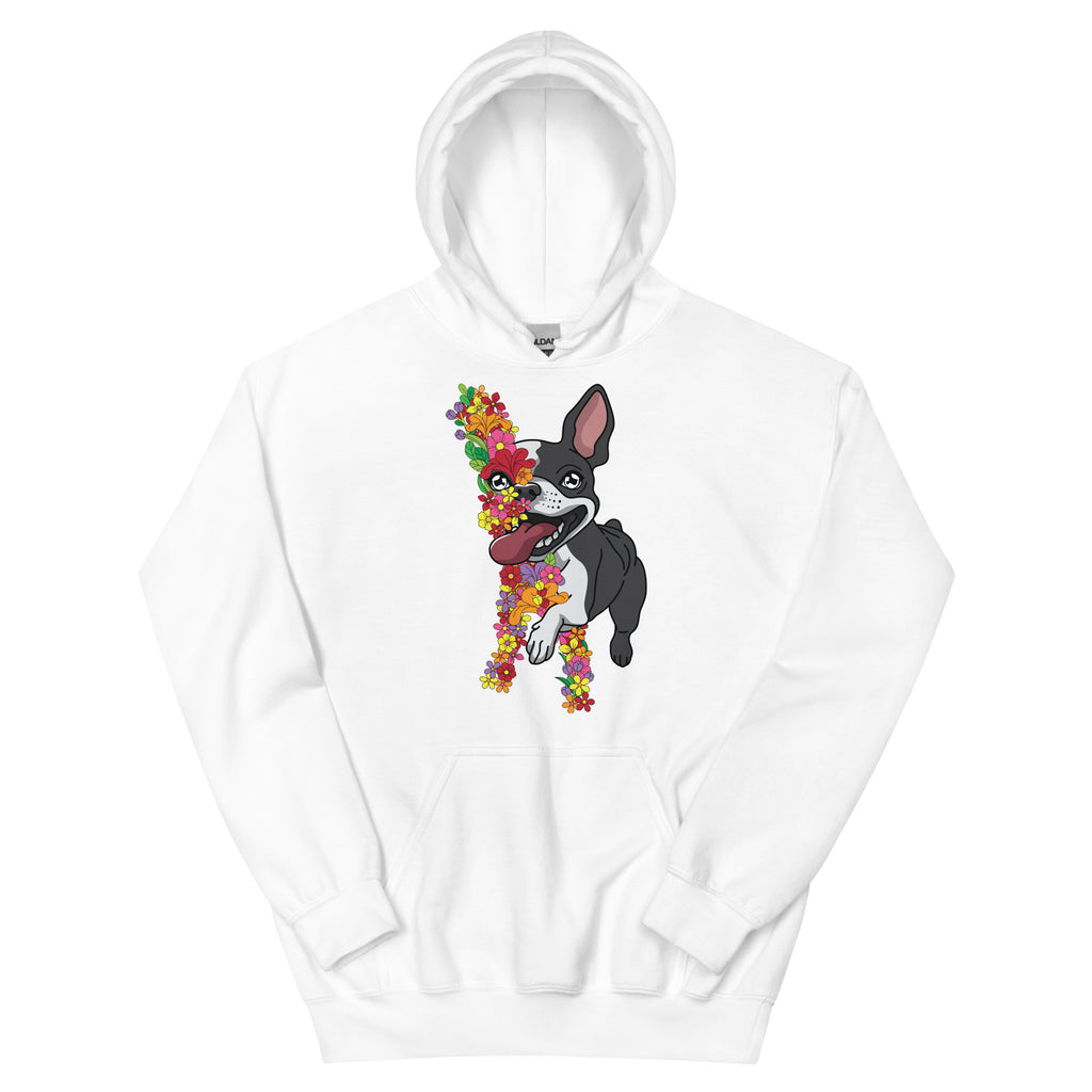 Floral Boston Terrier Unisex Hoodie