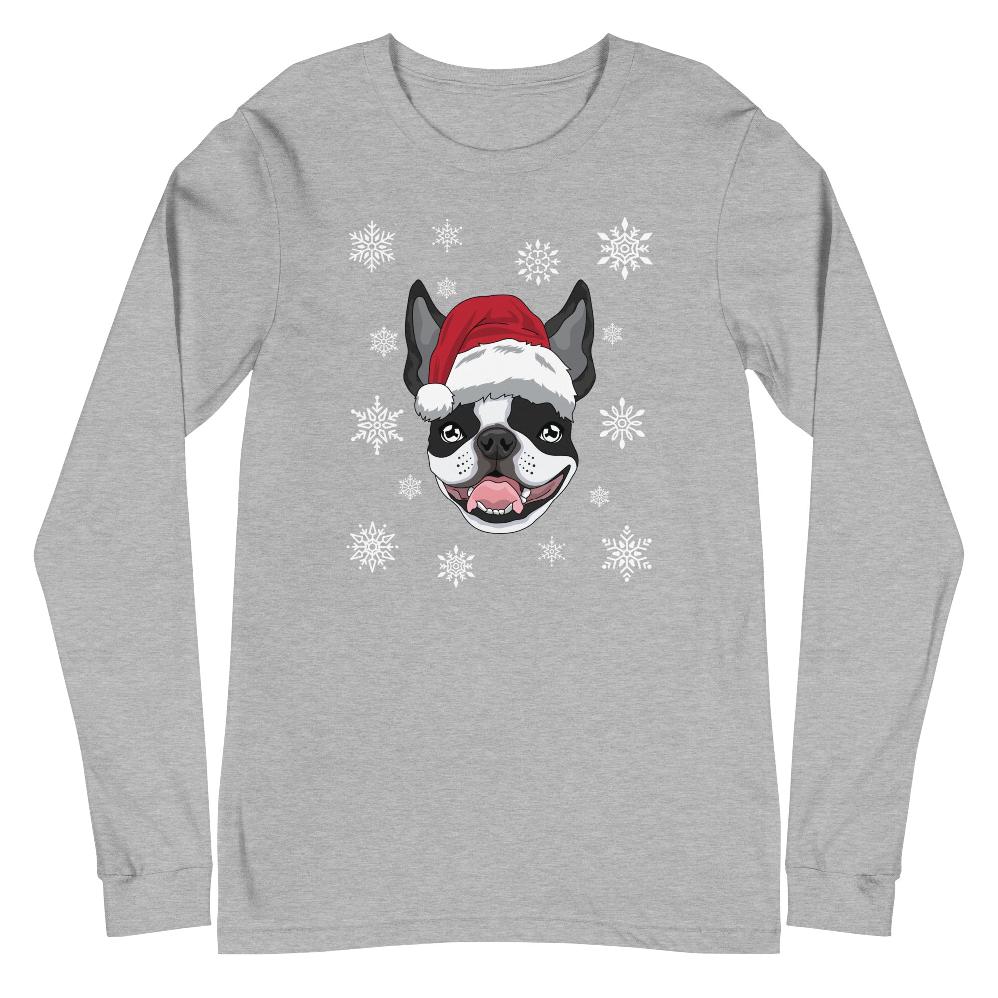 Christmas Flakes Boston Terrier Unisex Long Sleeve