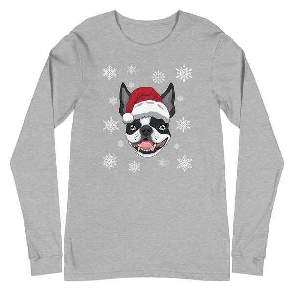 Christmas Flakes Boston Terrier Unisex Long Sleeve