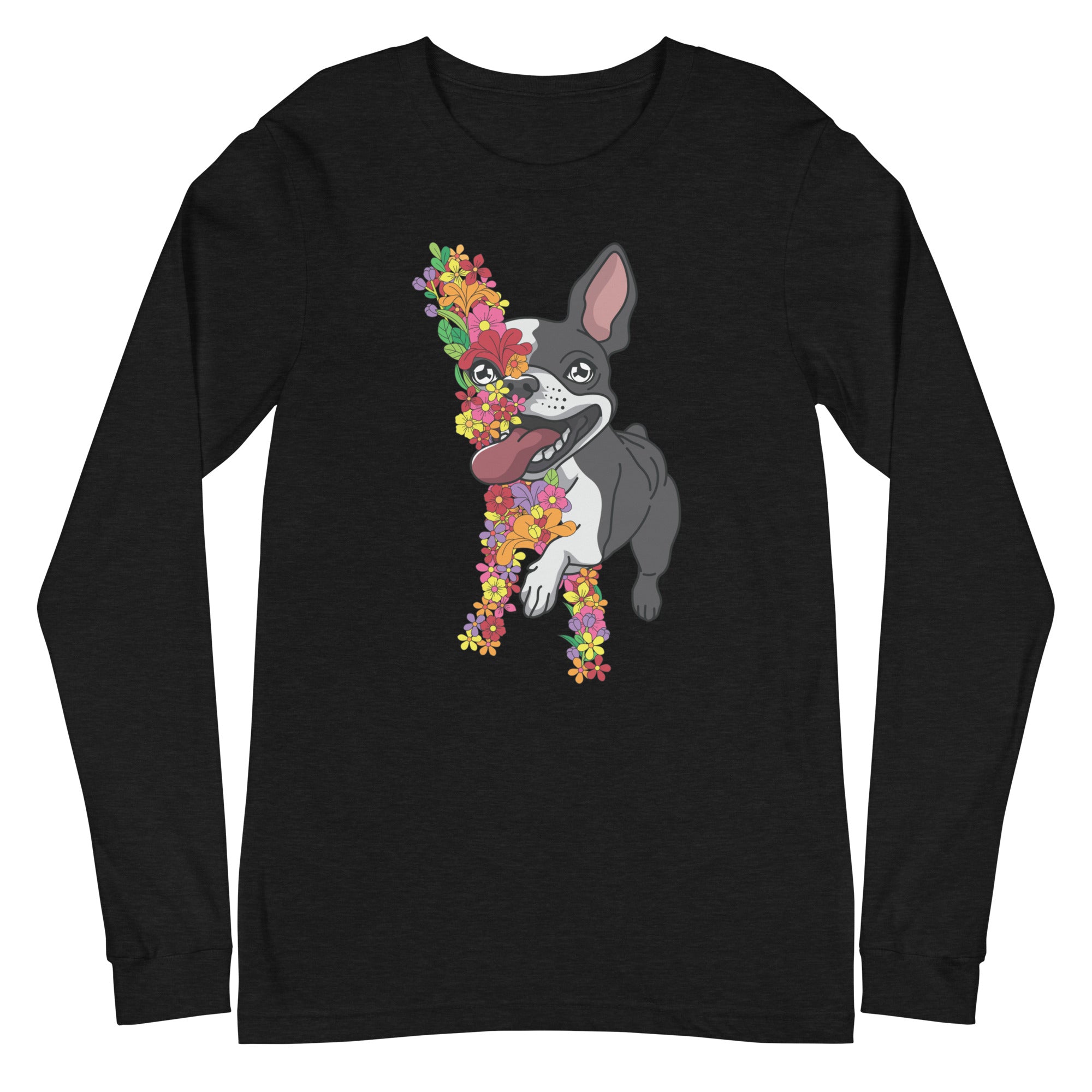 Floral Boston Terrier Unisex Long Sleeve