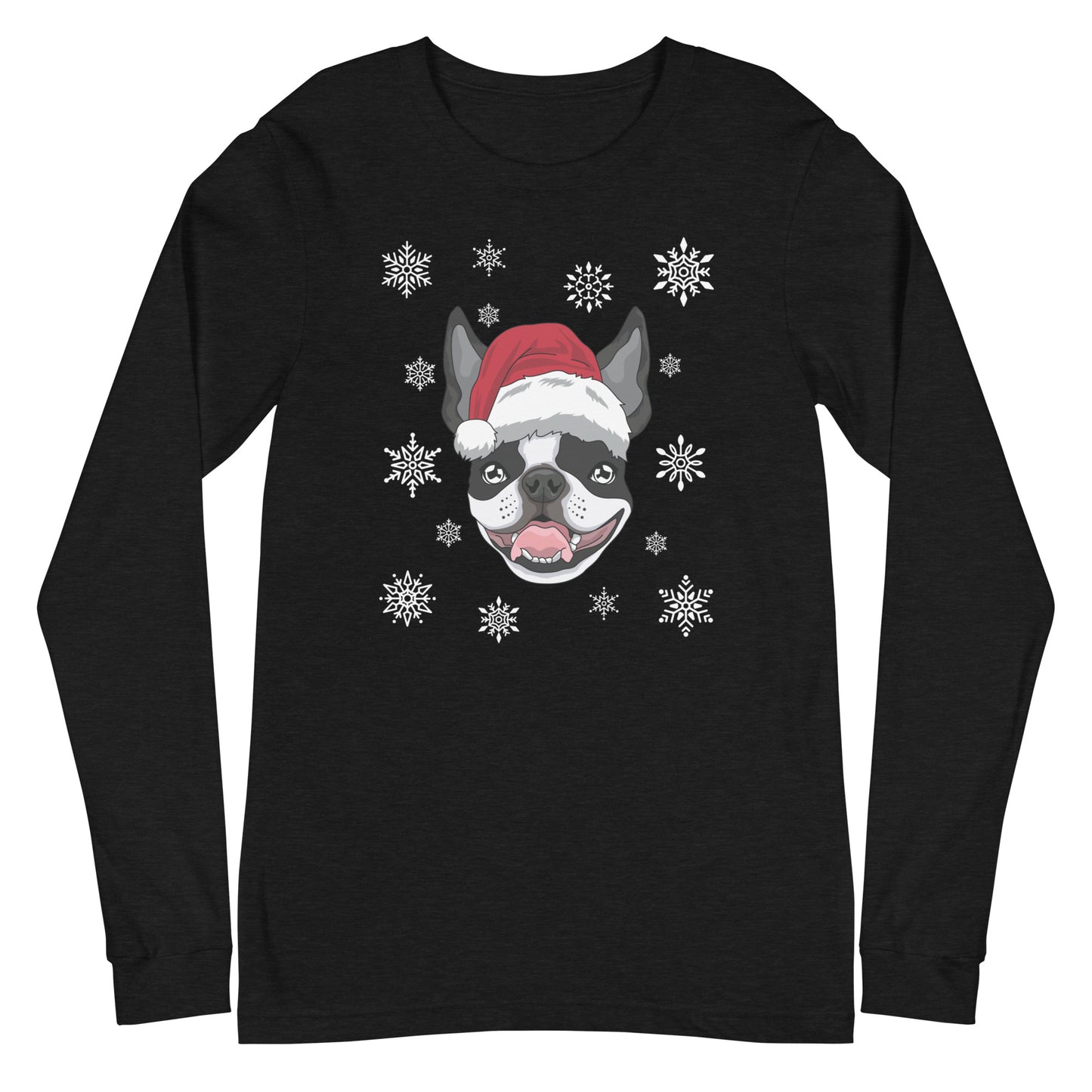 Christmas Flakes Boston Terrier Unisex Long Sleeve