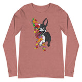 Floral Boston Terrier Unisex Long Sleeve