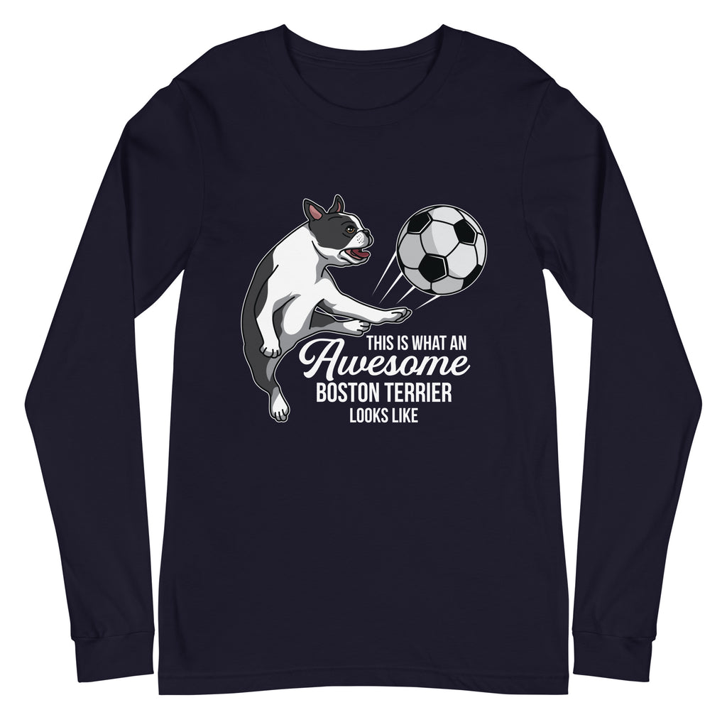 Soccer Boston Terrier Long Sleeve Tee