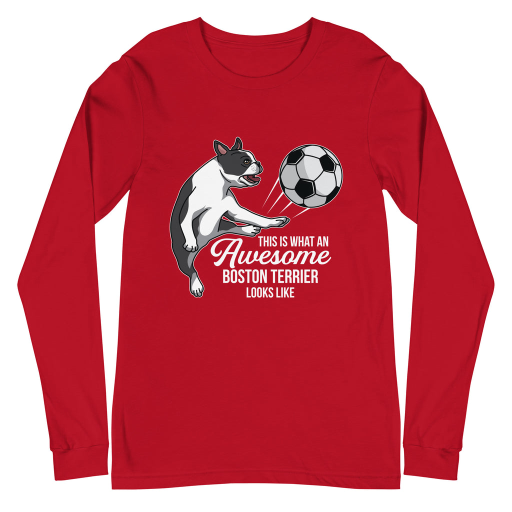 Soccer Boston Terrier Long Sleeve Tee