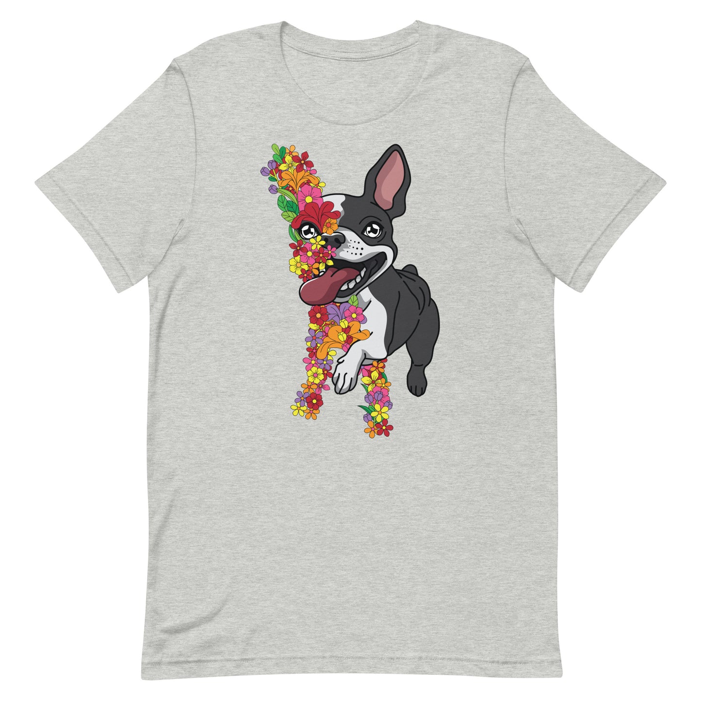 Floral Boston Terrier Unisex t-shirt