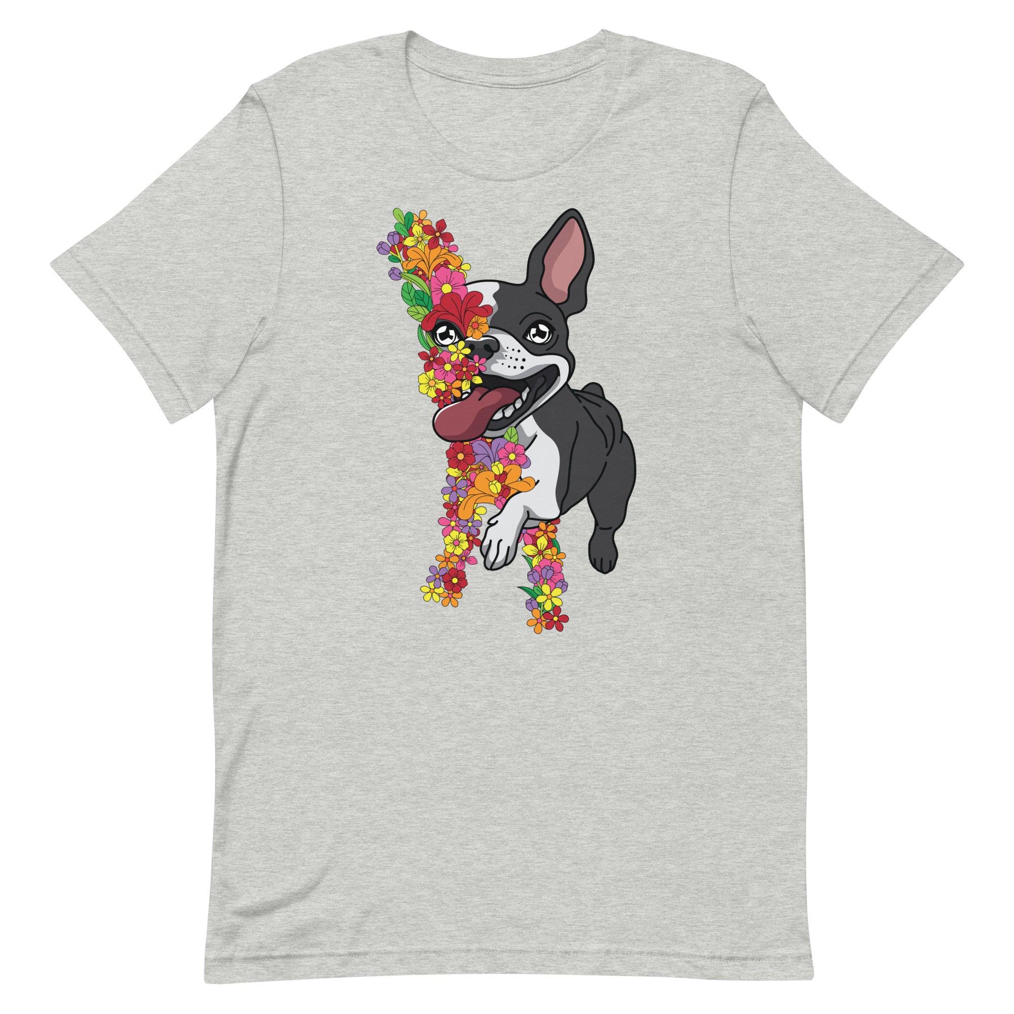Floral Boston Terrier Unisex t-shirt