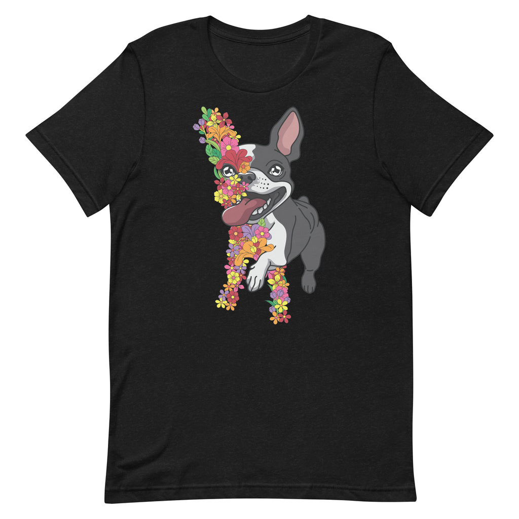 Floral Boston Terrier Unisex t-shirt