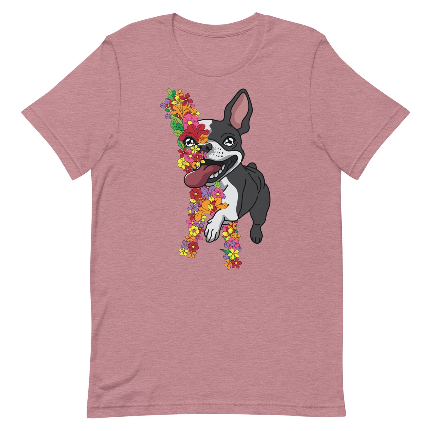 Floral Boston Terrier Unisex t-shirt