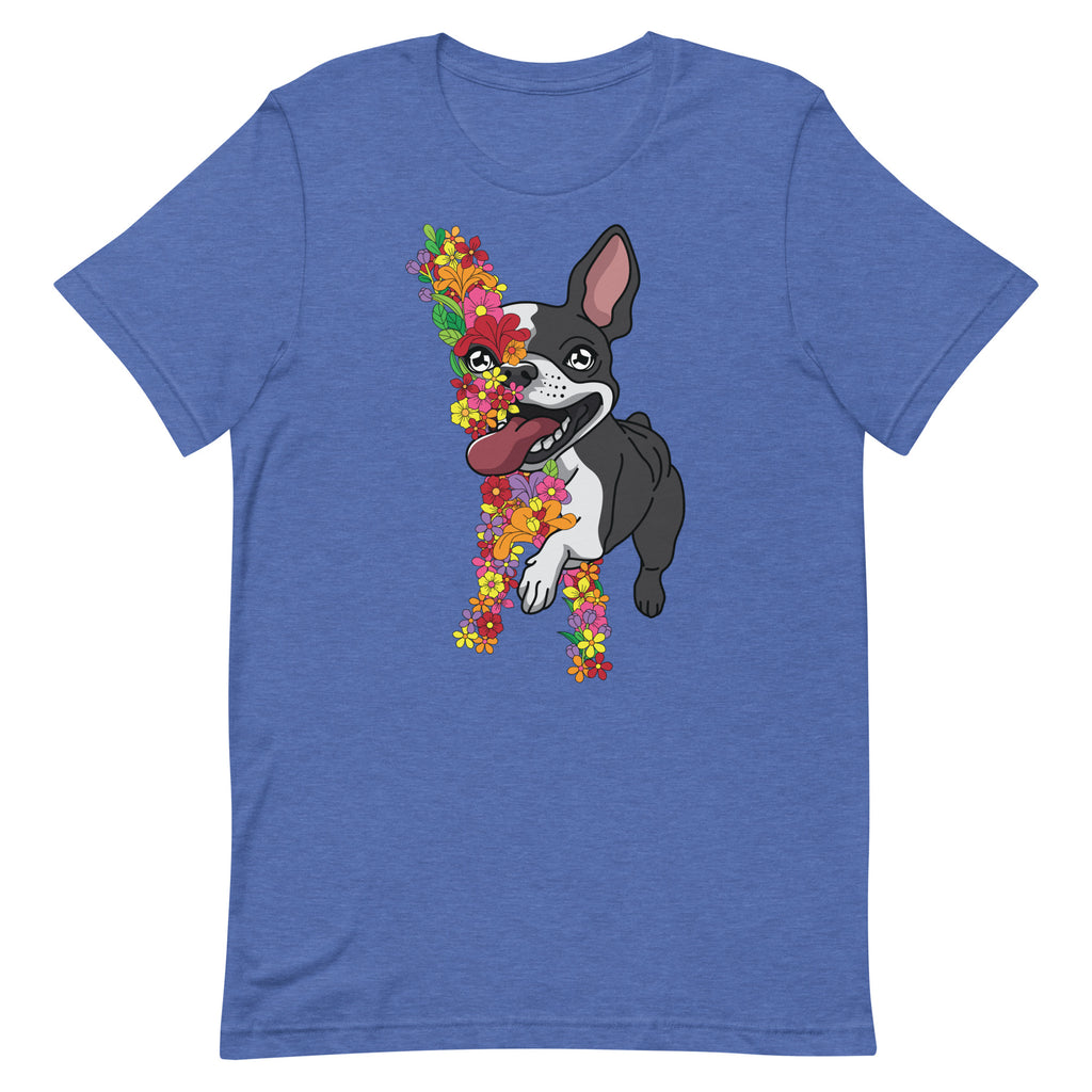 Floral Boston Terrier Unisex t-shirt