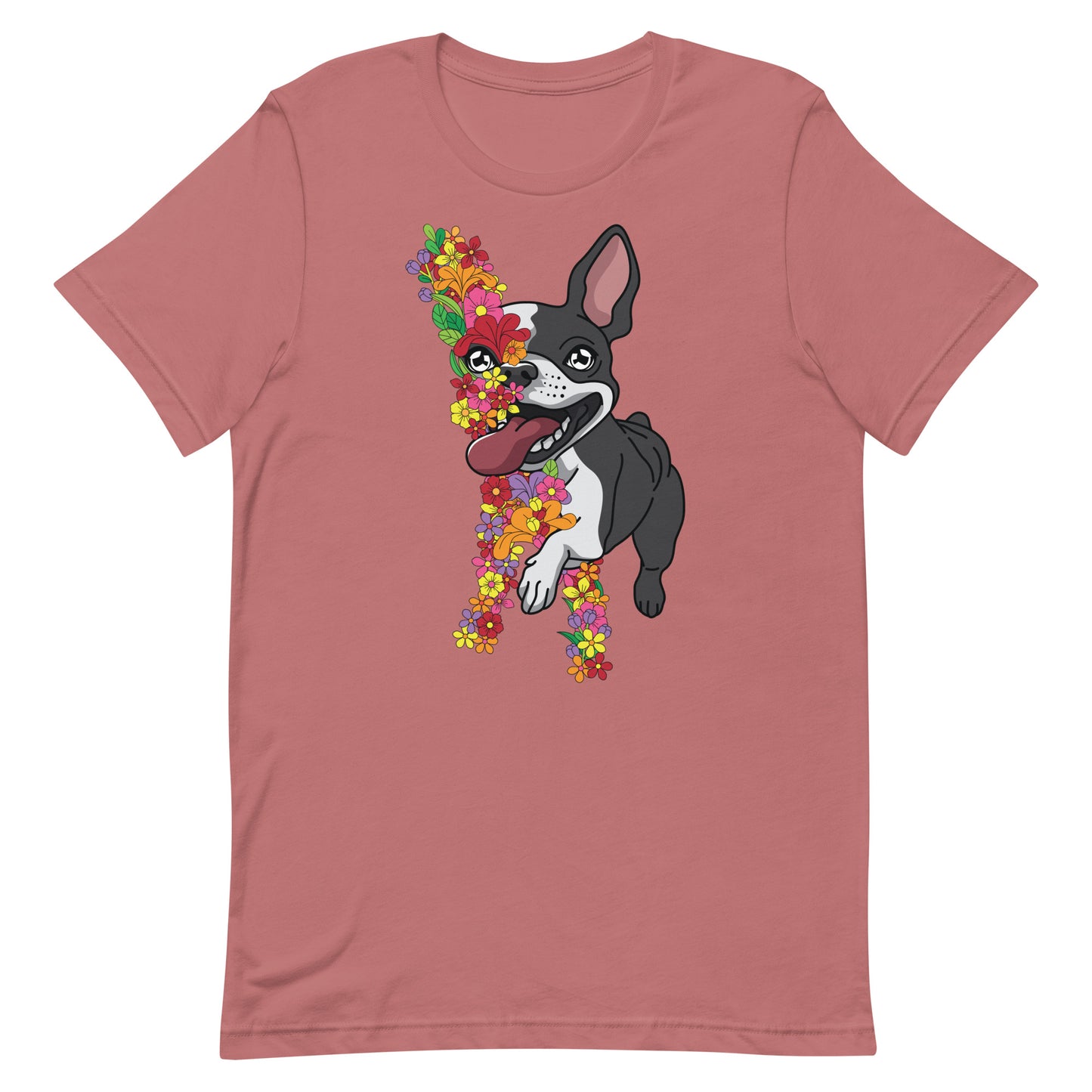 Floral Boston Terrier Unisex t-shirt