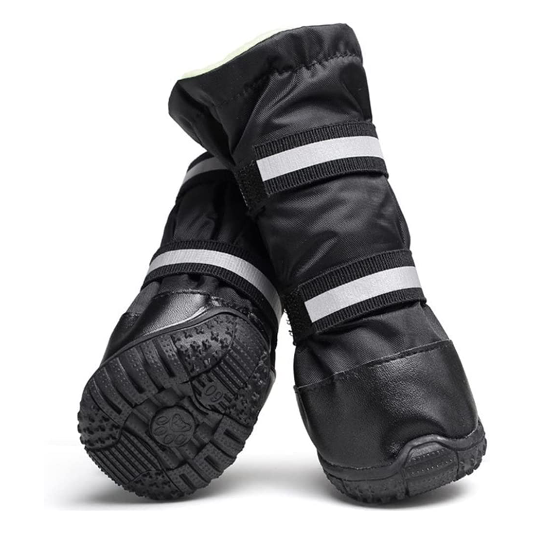 Winter Dog Boots Set Long Snow Boots That Stay On Boston Terrier Boots - Black