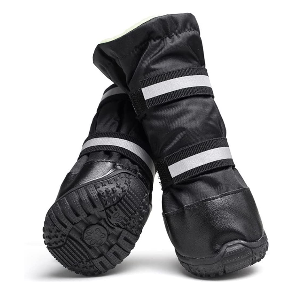 Winter Dog Boots Set Long Snow Boots That Stay On Boston Terrier Boots - Black
